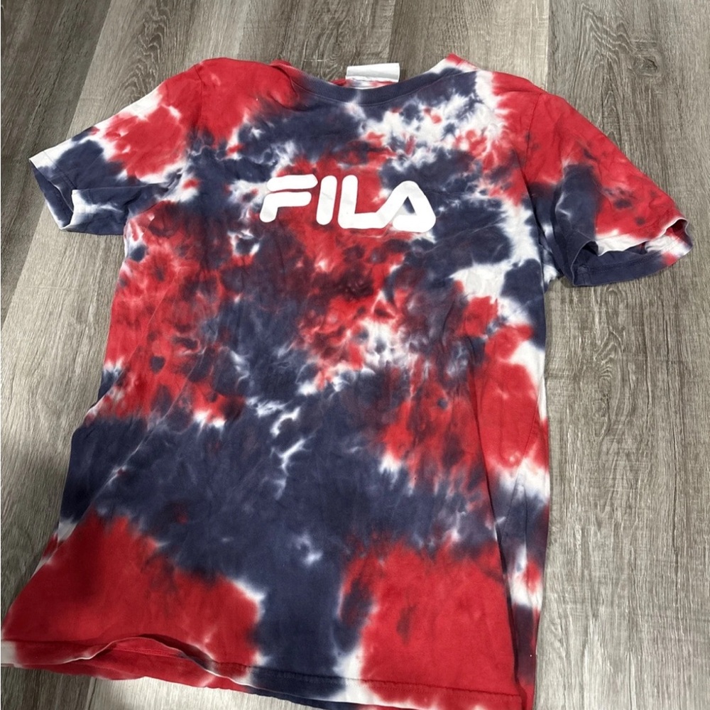 Fila Red and Blue Tie-Dye Short Sleeve Tee